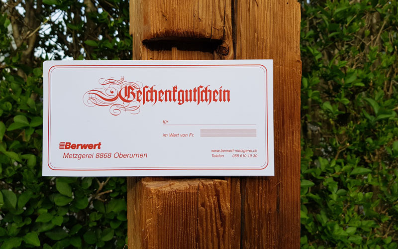 Geschenkgutschein-Berwert-Metzgerei Geschenkgutschein-Berwert-Metzgerei